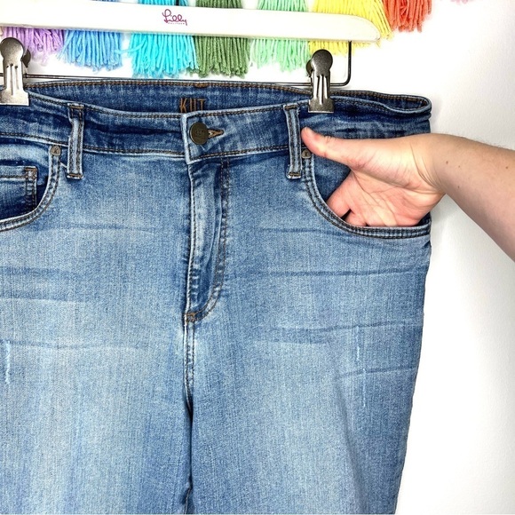 Kut From The Kloth High Rise Cropped Straight Leg Medium Wash Denim Jean Sz 12 - Picture 4 of 16